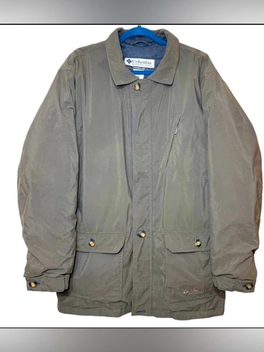 Vintage Columbia Coat Sz L Gray Detachable Lining Oversize Winter Chore Coat